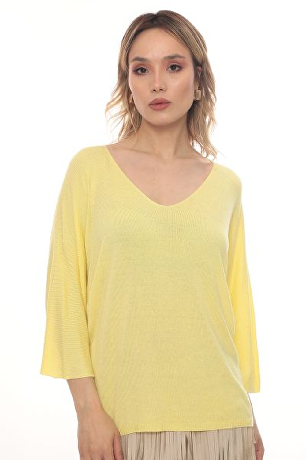 SARI V YAKA KADIN TRİKO
