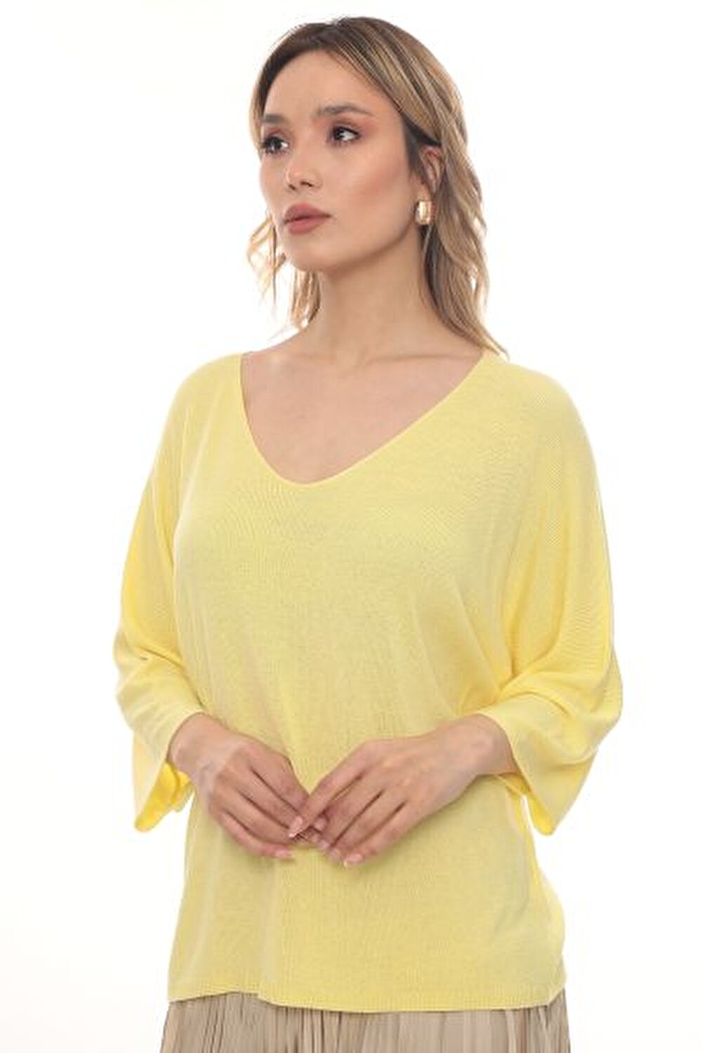 SARI V YAKA KADIN TRİKO