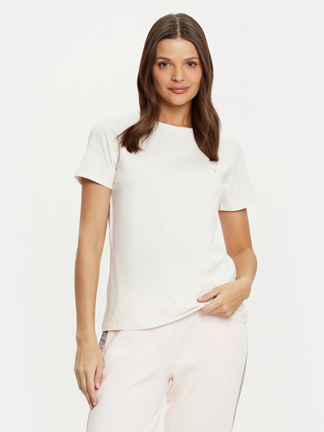 EKRU LOGOLU KADIN T-SHIRT