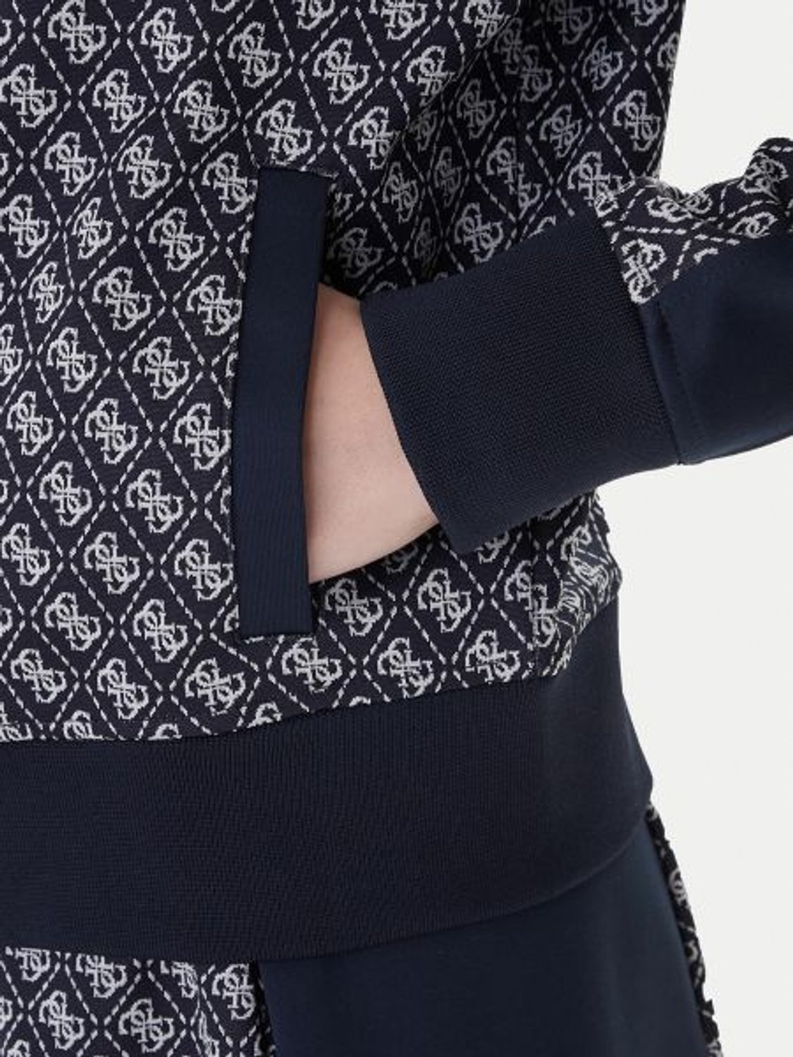 LACİVERT LOGOLU DESENLİ FERMUARLI KADIN SWEATSHIRT