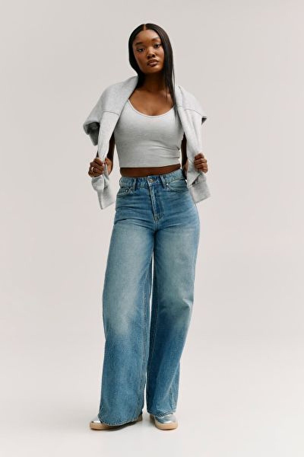 ALBA MAVİ KADIN WIDE LEG JEAN PANTOLON