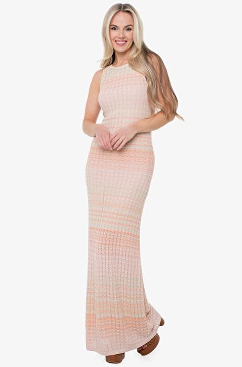 BEJ PEMBE KADIN ELBİSE