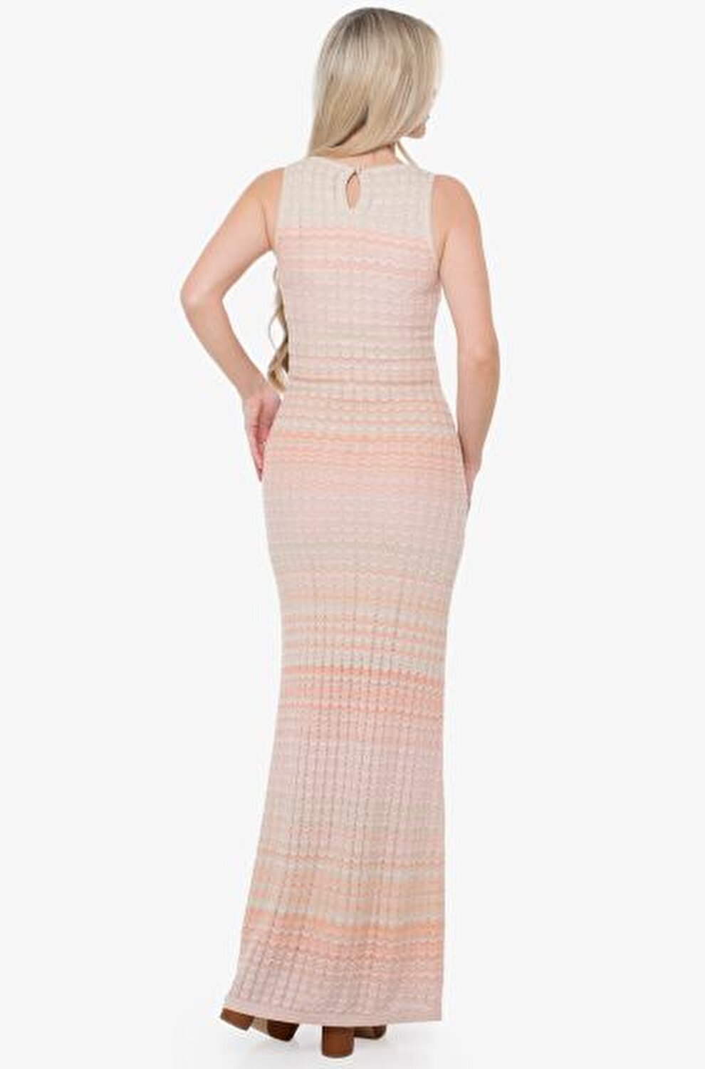 BEJ PEMBE KADIN ELBİSE