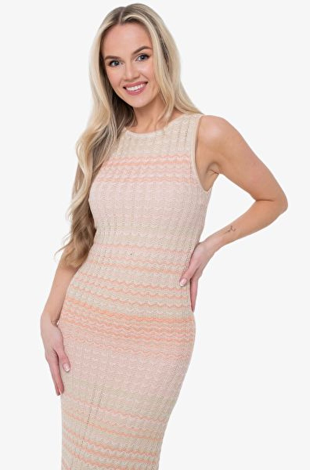 BEJ PEMBE KADIN ELBİSE