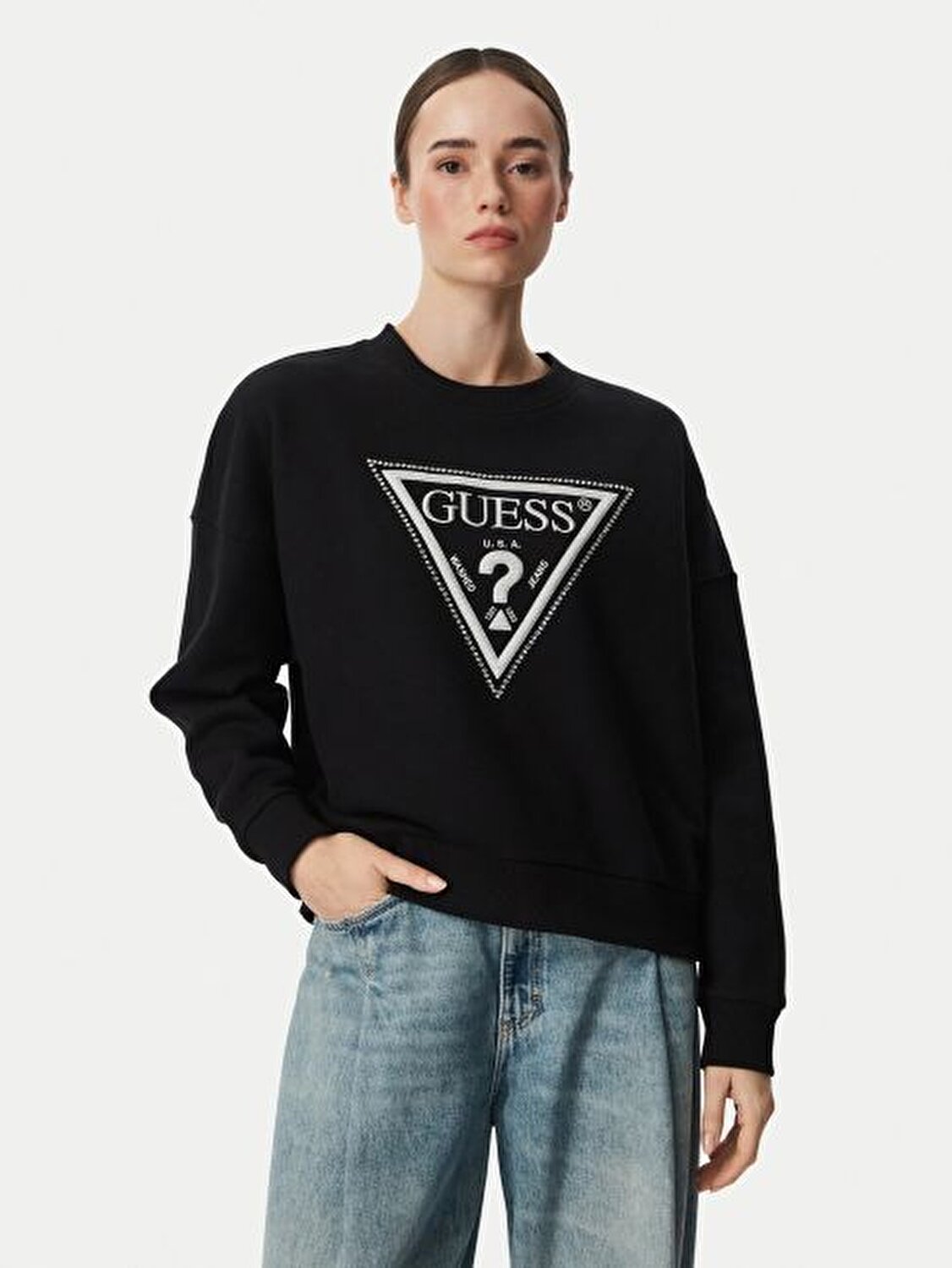 SİYAH LOGOLU KADIN SWEATSHIRT