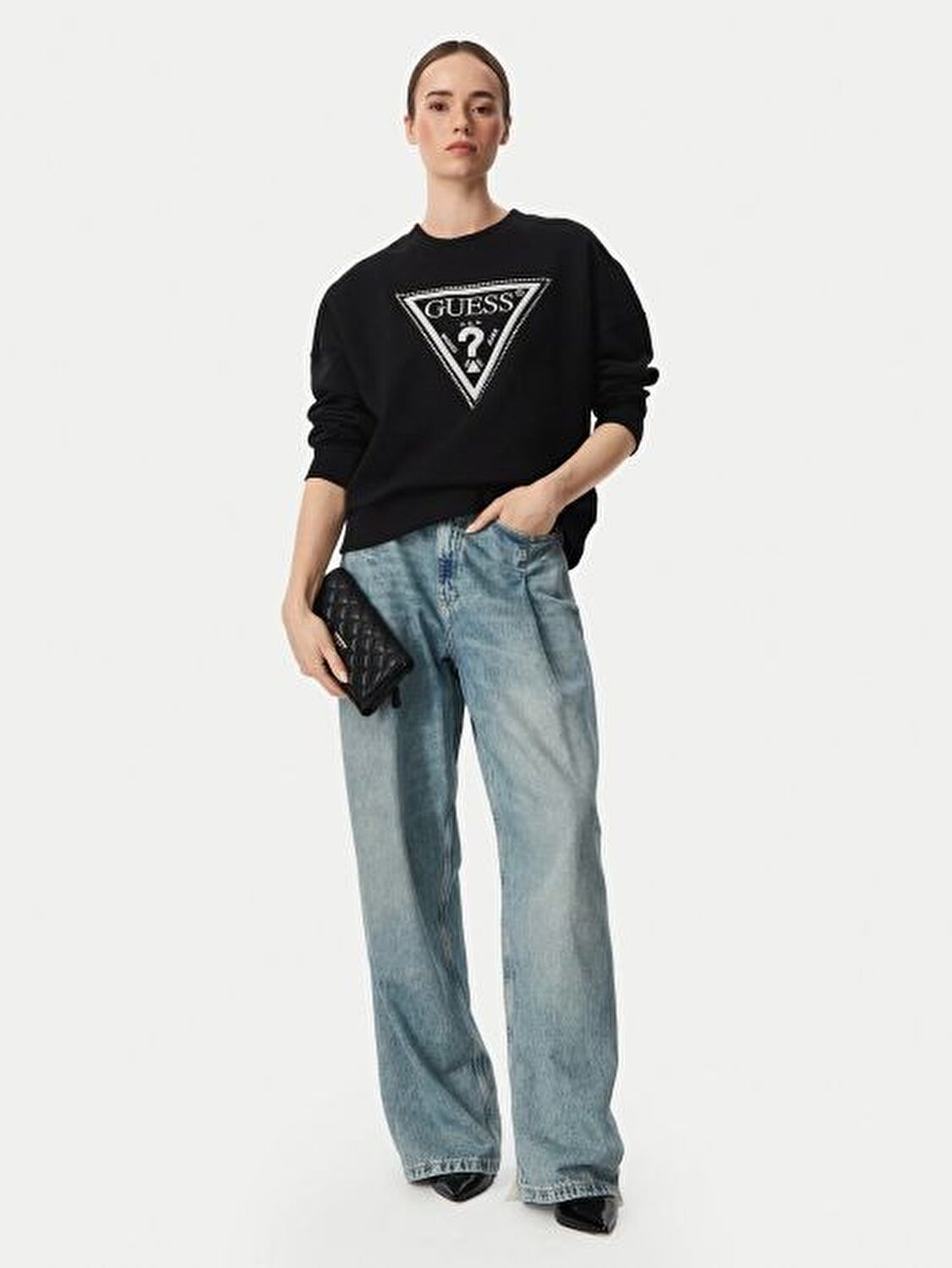 SİYAH LOGOLU KADIN SWEATSHIRT