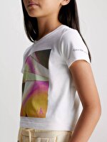 Calvin Klein Çocuk Logo Detaylı Kısa Kollu Beyaz T-Shirt