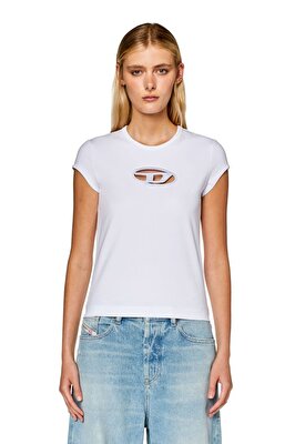 Diesel Kadın Oval-D Logo Beyaz T-Shirt