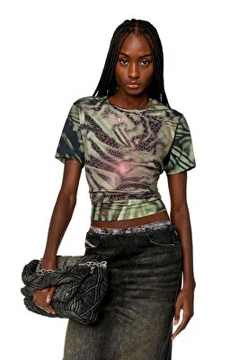 Diesel Kadın Yeşil Desenli T-Shirt