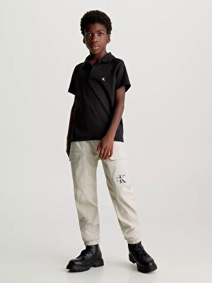 Calvin Klein Çocuk Logo Detaylı Siyah Polo Yaka T-Shirt