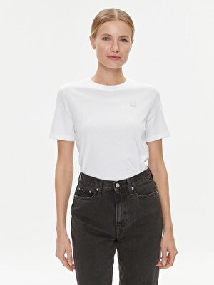 Calvin Klein Kadın Logo Detaylı Kısa Kollu Beyaz T-Shirt