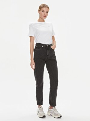 Calvin Klein Kadın Logo Detaylı Kısa Kollu Beyaz T-Shirt