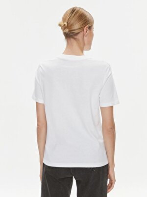 Calvin Klein Kadın Logo Detaylı Kısa Kollu Beyaz T-Shirt