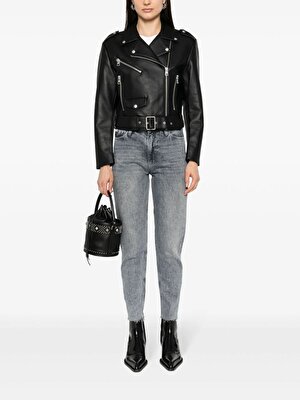 Calvin Klein Kadın Siyah Suni Deri Ceket