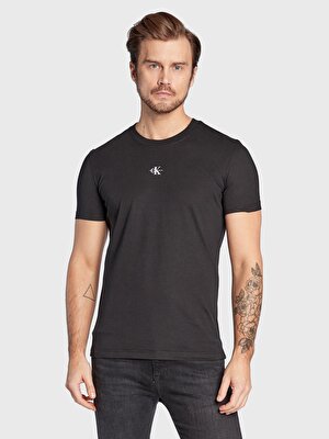 Calvin Klein Erkek Siyah Logo Detaylı Kısa Kollu T-Shirt