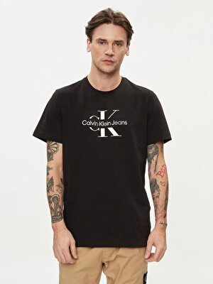 Calvin Klein Erkek Siyah Logo Detaylı Kısa Kollu T-Shirt