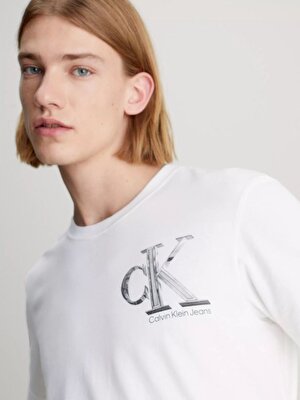 Calvin Klein Erkek Beyaz Kısa Kollu T-Shirt