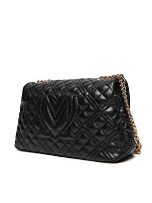 BORSA QUILTED PU NERO GALV. ORO