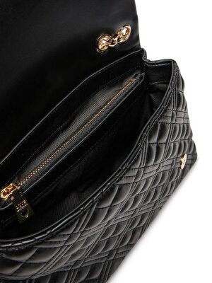 BORSA QUILTED PU NERO GALV. ORO