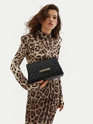 BORSA QUILTED PU NERO GALV. ORO