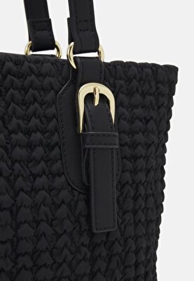 BORSA NYLON SMOCK NERO+ PU NERO