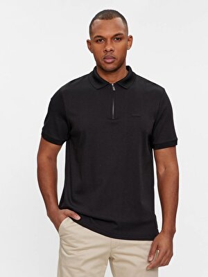Calvin Klein Erkek Logo Detaylı Siyah Polo Yaka T-Shirt