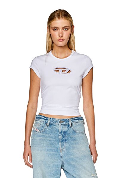 Diesel Kadın Oval-D Logo Beyaz T-Shirt