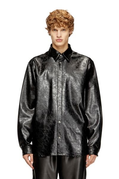 SİYAH LOGOLU ERKEK SUNİ DERİ GÖMLEK