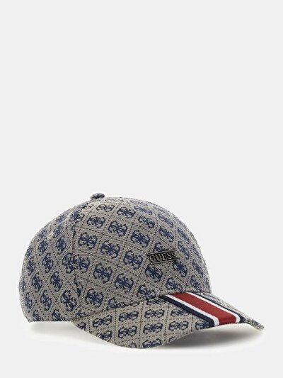 GRİ - MAVİ DESENLİ LOGOLU ERKEK ŞAPKA