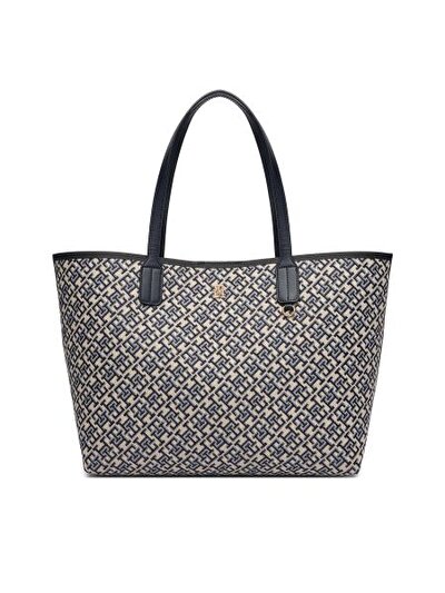 TH ICON JACQUARD LACİVERT KADIN TOTE ÇANTA
