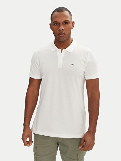 BEYAZ LOGOLU ERKEK POLO T-SHIRT