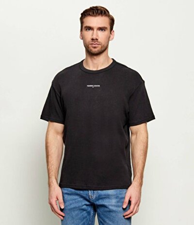 SİYAH LOGOLU ERKEK T-SHIRT