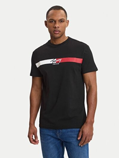 SİYAH LOGOLU ERKEK T-SHIRT