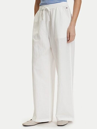 BEYAZ KADIN KETEN KARIŞIMI LOOSE PANTOLON