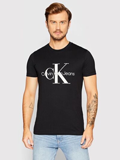 Calvin Klein Erkek Siyah Logo Detaylı Kısa Kollu T-Shirt