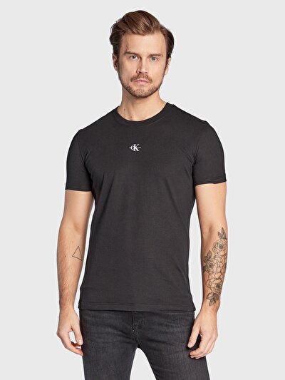 Calvin Klein Erkek Siyah Logo Detaylı Kısa Kollu T-Shirt