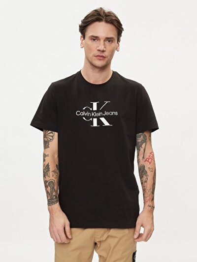 Calvin Klein Erkek Siyah Logo Detaylı Kısa Kollu T-Shirt