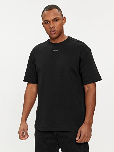Calvin Klein Erkek Siyah Logo Detaylı Kısa Kollu T-Shirt