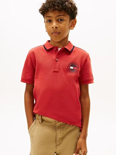 KIRMIZI LOGOLU ERKEK ÇOCUK POLO T-SHIRT
