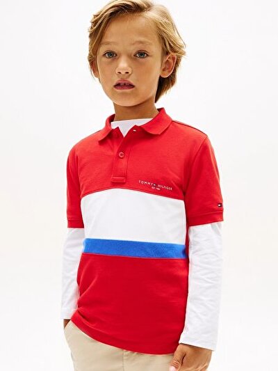 KIRMIZI LOGOLU ERKEK ÇOCUK POLO T-SHIRT