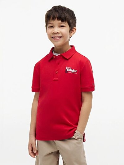 KIRMIZI LOGOLU ERKEK ÇOCUK POLO T-SHIRT