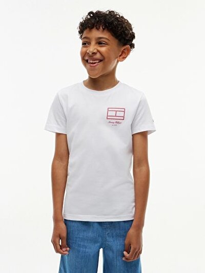 BEYAZ LOGOLU ERKEK ÇOCUK T-SHIRT