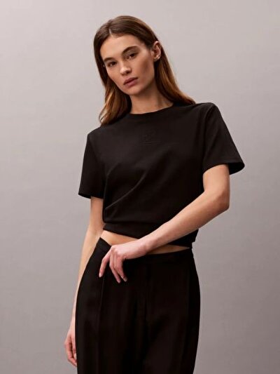 SİYAH LOGOLU KADIN T-SHIRT
