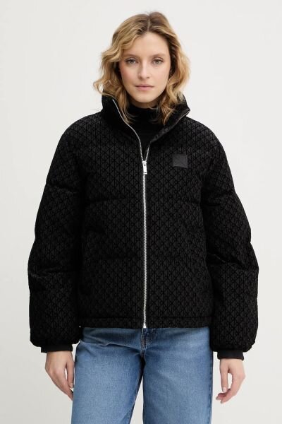 SİYAH DESENLİ KADIN ŞİŞME MONT