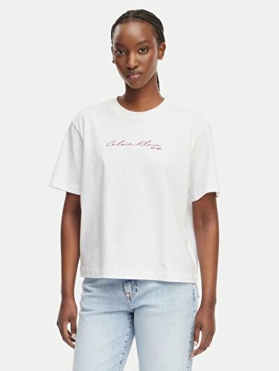 BEYAZ LOGOLU KADIN T-SHIRT
