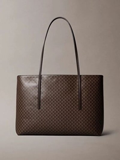 EMBLEM AOP KAHVERENGİ KADIN TOTE ÇANTA