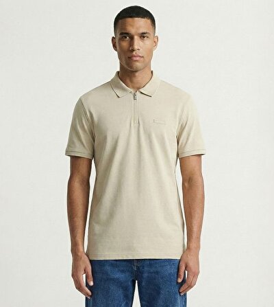 BEJ LOGOLU ERKEK POLO T-SHIRT