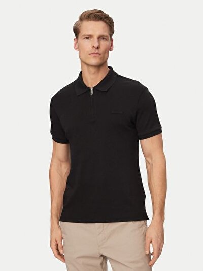 SİYAH LOGOLU ERKEK POLO T-SHIRT