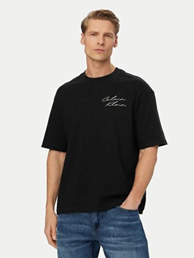 SİYAH LOGOLU ERKEK T-SHIRT