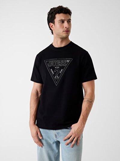 SİYAH BASKILI ERKEK T-SHIRT